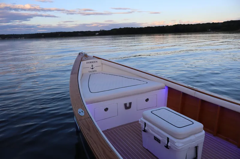Slide: The Image of Luxurious 2025 Dorrien Yachts 160T on serene water at sunset. - 6