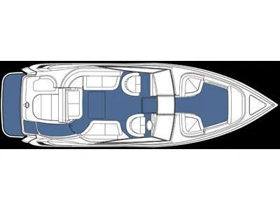 Slide: The Image of Top view layout of a 2008 Cobalt 252 boat, featuring seating and deck areas. - 4
