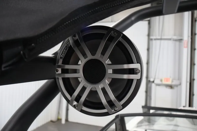 Slide: The Image of Close-up of a speaker on a 2026 Yamaha Boats 222XE. - 35