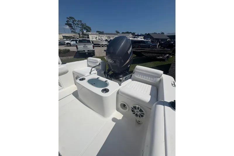 Slide: The Image of 2010 Sea Hunt Triton 202 boat interior with Yamaha outboard motor. - 6