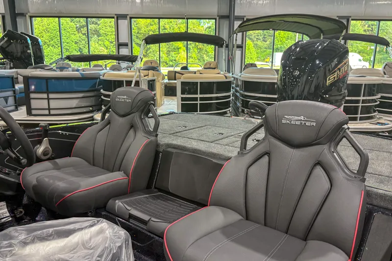Slide: The Image of Interior of 2026 Skeeter ZXR19 boat with sleek seating and modern design. - 6