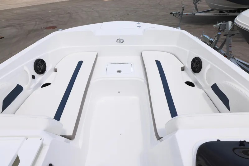 Slide: The Image of 2026 Hurricane SunDeck Sport 205 OB interior with seating and storage compartments. - 5