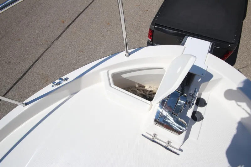 Slide: The Image of 2020 Ranger Tugs R-31 Command Bridge LE boat deck with anchor storage. - 52