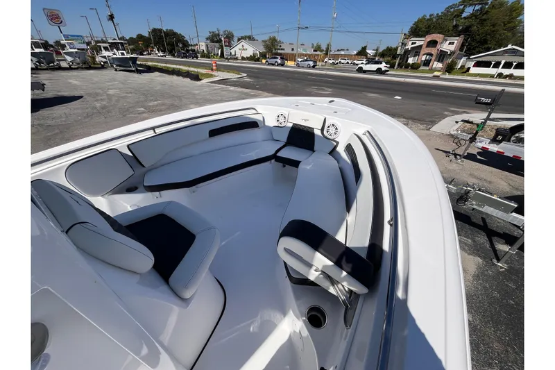 Slide: The Image of 2026 Tidewater 220 LXF boat interior with sleek seating and modern design. - 10