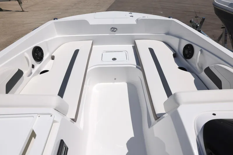 Slide: The Image of 2026 Hurricane SunDeck Sport 205 OB boat stereo system with digital display. - 10