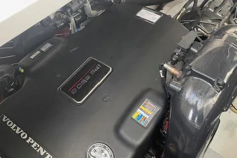 Slide: The Image of 2011 Cruisers Yachts 360 Express engine compartment with Volvo Penta engine. - 16