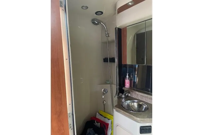 Slide: The Image of Bathroom interior of 2011 Cruisers Yachts 360 Express with shower and sink. - 40