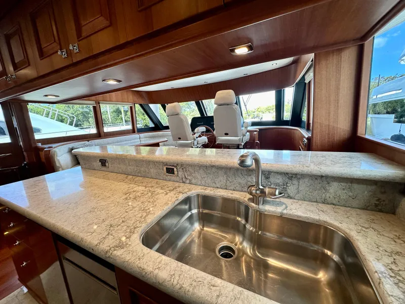 Slide: The Image of Luxurious interior of 2020 Hampton 658l Endurance yacht with marble countertops and modern fixtures. - 71