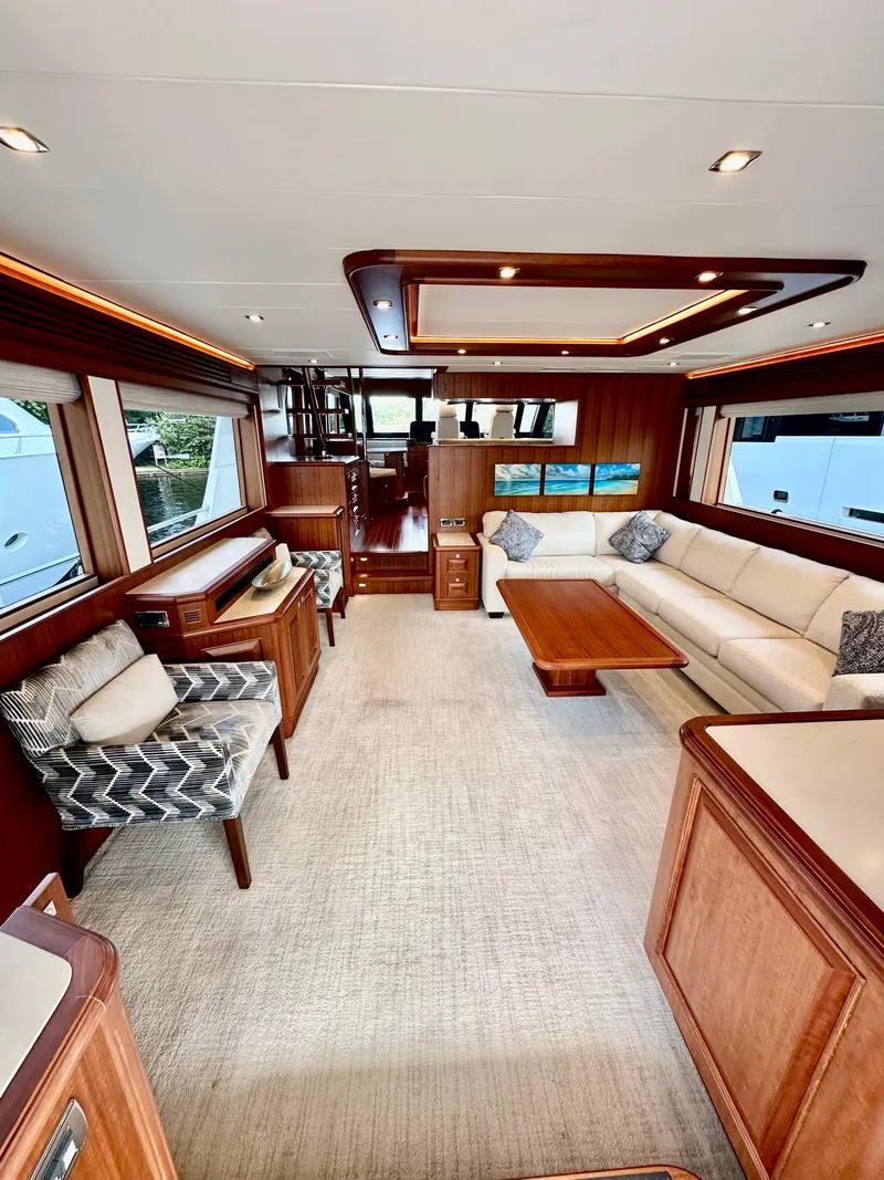 Slide: The Image of Luxurious interior of 2020 Hampton 658l Endurance yacht with elegant wood finishes. - 76