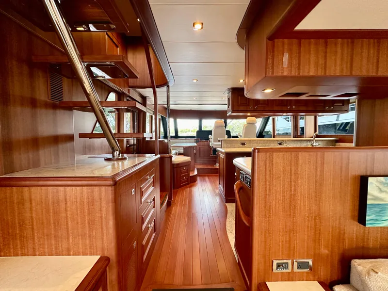 Slide: The Image of Luxurious 2020 Hampton 658l Endurance yacht interior with elegant wood finishes and modern design. - 82