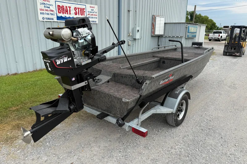 Slide: The Image of 2026 Gator Tail 1750 MID DECK SAVAGE boat with powerful GTR XD motor on trailer. - 6