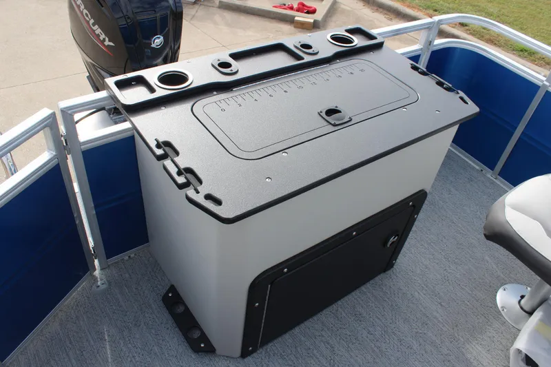 Slide: The Image of 2026 Sun Tracker Fishin' Barge 20 DLX with fishing station and Mercury engine. - 17