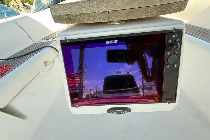 Slide: The Image of B&G navigation system on 2010 Beneteau Oceanis 43 sailboat cockpit. - 13