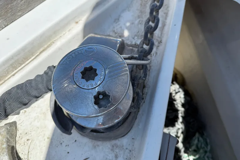 Slide: The Image of Anchor windlass on 2010 Beneteau Oceanis 43 sailboat deck. - 7