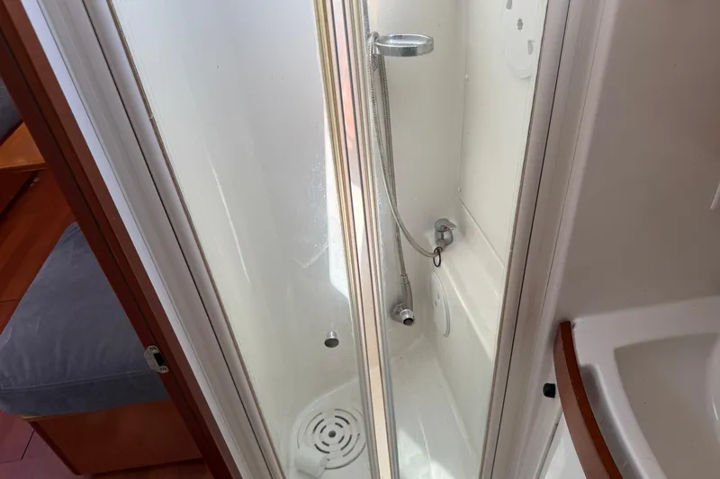 Slide: The Image of Shower area in 2010 Beneteau Oceanis 43 yacht, featuring sleek design and modern fixtures. - 72