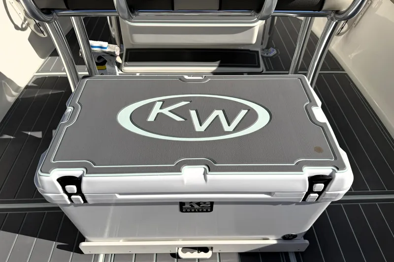 Slide: The Image of 2025 Key West 239 FS boat with KW-branded cooler on deck. - 45