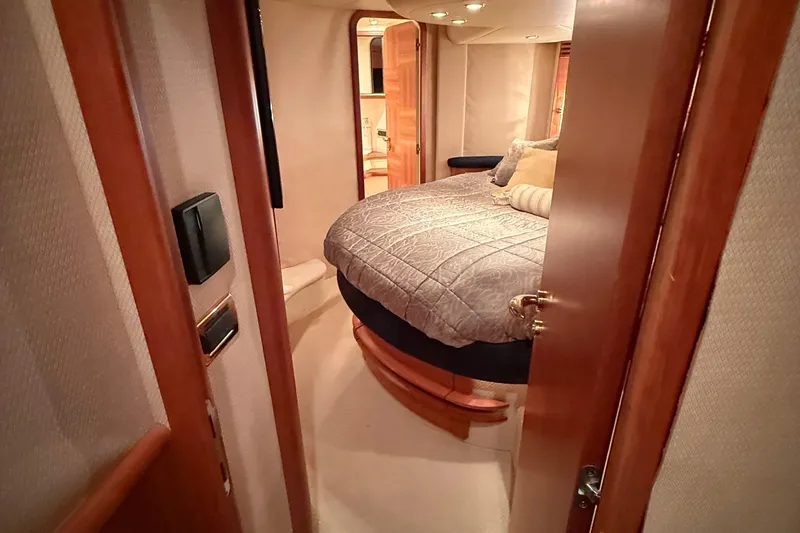 Slide: The Image of Luxurious bedroom interior of 2008 Azimut 55 EVOLUTION yacht with elegant bedding. - 26