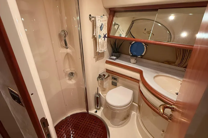 Slide: The Image of Luxurious bathroom in 2008 Azimut 55 EVOLUTION yacht with shower and elegant fixtures. - 40