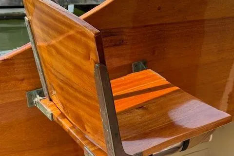 Slide: The Image of Wooden boat seat with metal brackets, Custom Gannon & Benjamin, 2005 model. - 15