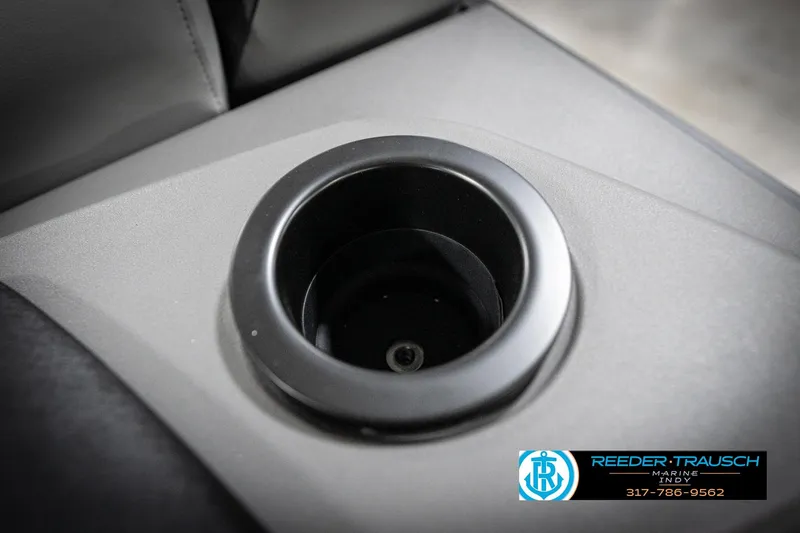 Slide: The Image of 2026 Bennington 188 SLJ boat detail with logo and Reeder-Trausch Marine contact information. - 47