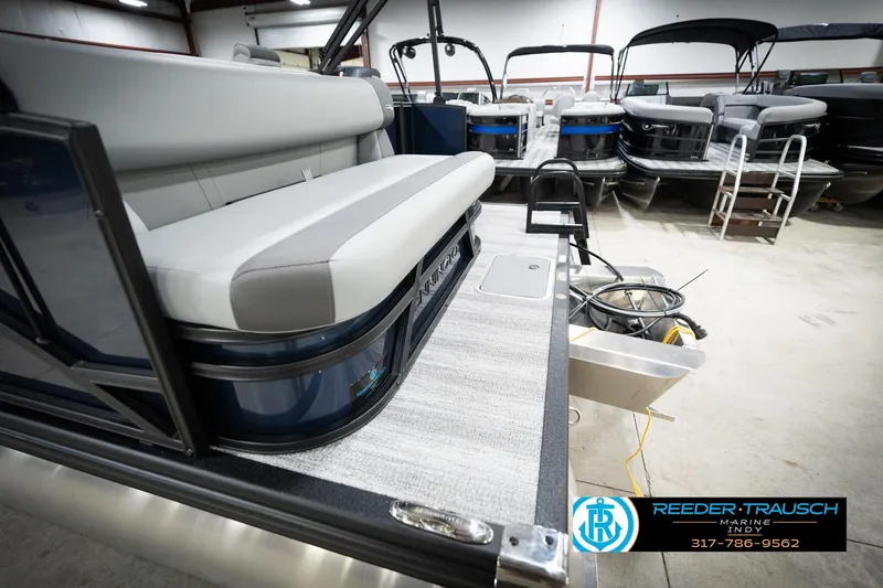 Slide: The Image of 2026 Bennington 188 SLJ boat detail with textured flooring and branded metal accent. - 53