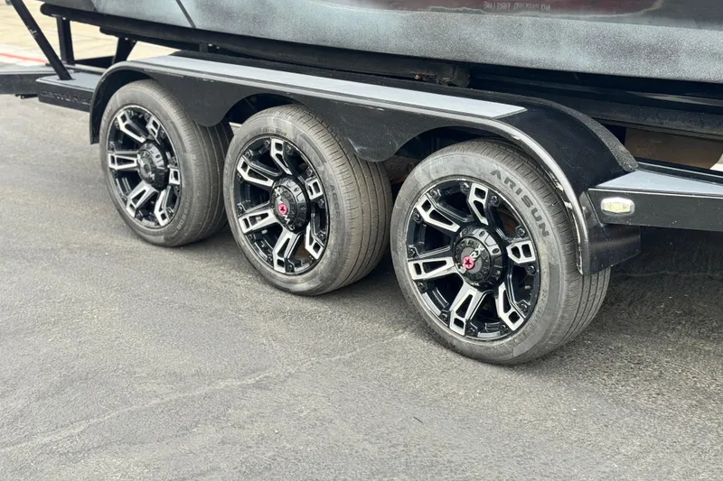 Slide: The Image of Triple axle trailer with black alloy wheels for 2015 Centurion Enzo FS44 boat. - 35