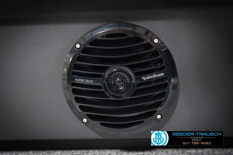 Slide: The Image of Marine-grade speaker on 2026 Bennington 168 SLJ boat, featuring Rockford Fosgate audio system. - 43
