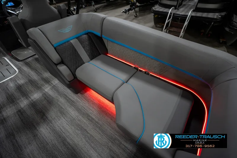 Slide: The Image of Digital dashboard of 2026 Bennington 22 MFB boat displaying RPM and speed metrics. - 42