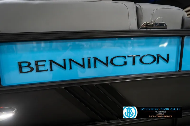 Slide: The Image of Close-up of a Rockford Fosgate speaker with red lighting on a 2026 Bennington 22 MFB. - 49