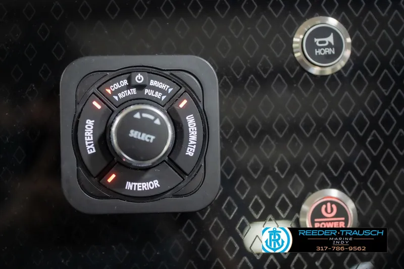 Slide: The Image of Control panel of 2026 Bennington 22 MFB boat with lighting and horn buttons. - 90