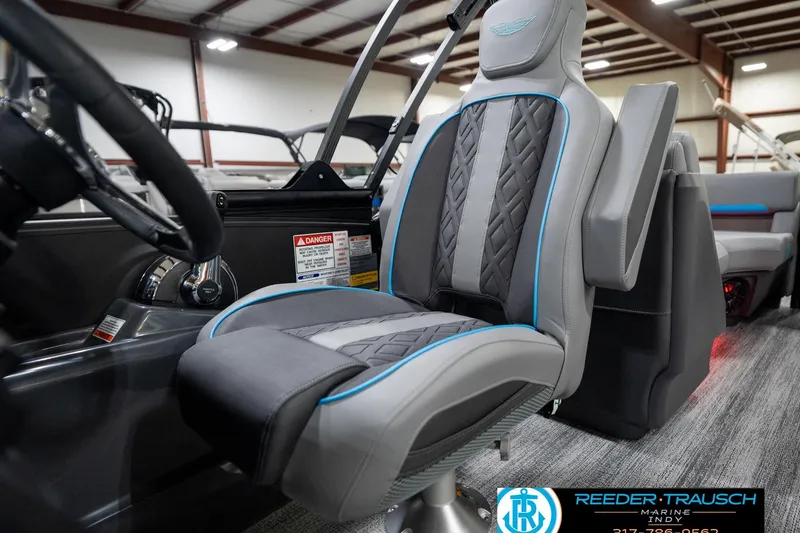 Slide: The Image of Captain's chair in 2026 Bennington 22 MFB boat, featuring sleek design and premium upholstery. - 92