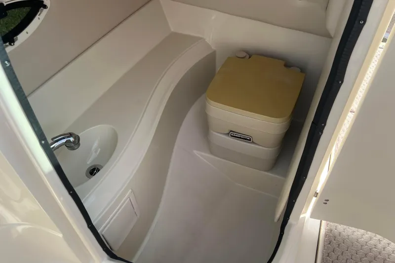 Slide: The Image of Compact boat bathroom with sink and portable toilet, Azure AZ240, 2007 model. - 45