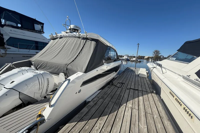 Slide: The Image of Interior of 2024 Galeon 325 GTO yacht with luxurious seating and modern design. - 12