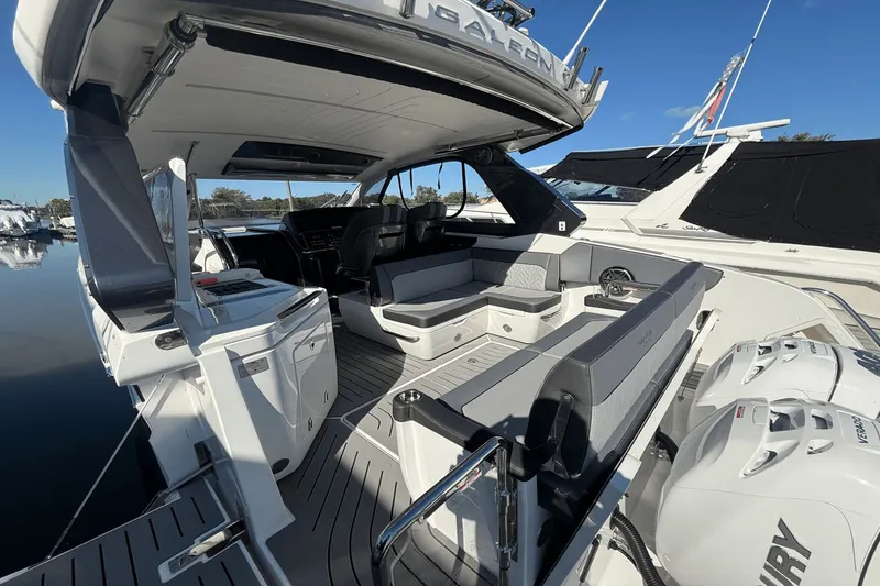 Slide: The Image of 2024 Galeon 325 GTO cockpit with modern controls. - 23