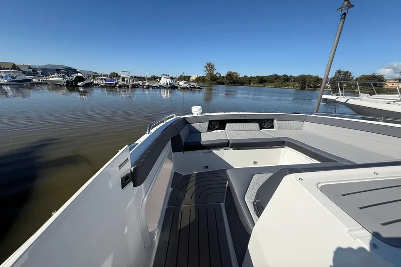 Slide: The Image of 2024 Galeon 325 GTO with modern onboard kitchen and LED lighting. - 24