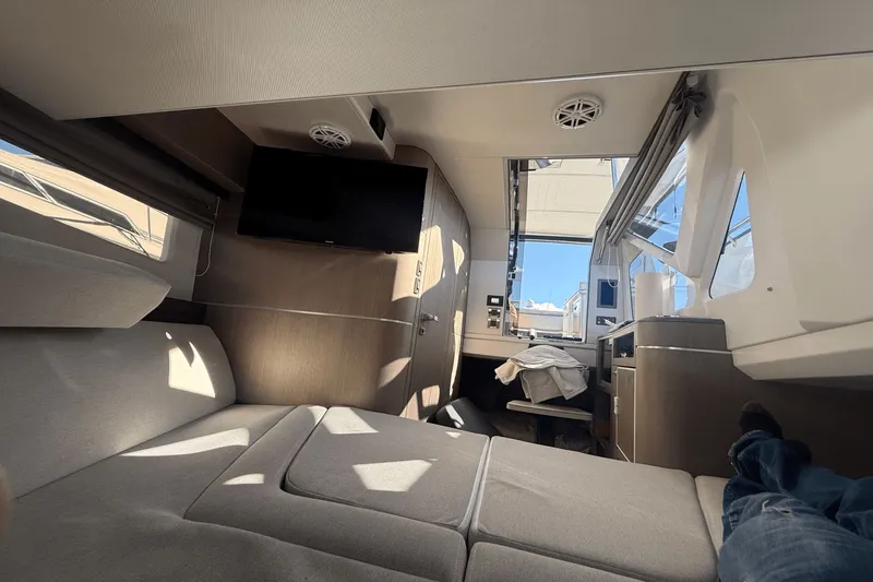 Slide: The Image of Interior of 2024 Galeon 325 GTO with blue LED lighting. - 30