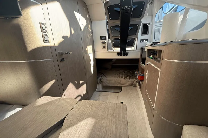 Slide: The Image of Modern bathroom in 2024 Galeon 325 GTO with shower and sink. - 37