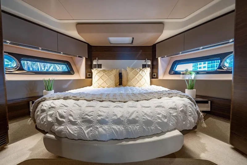 Slide: The Image of Luxurious bedroom interior of 2015 Azimut Fly 50 yacht with elegant bedding and modern design. - 115