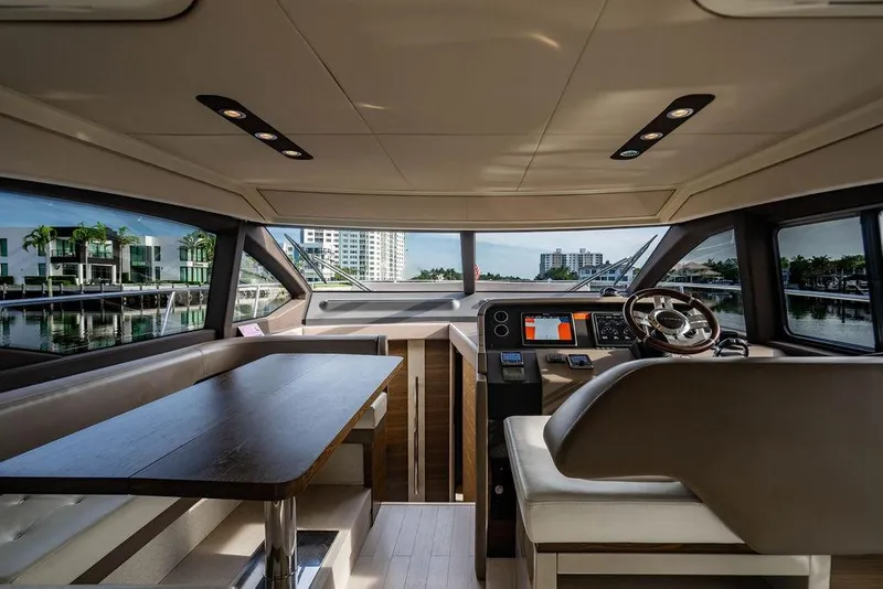 Slide: The Image of Luxurious interior of 2015 Azimut Fly 50 yacht with modern helm and seating area. - 84