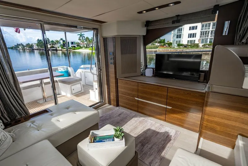 Slide: The Image of Luxurious interior of 2015 Azimut Fly 50 yacht with waterfront view. - 98