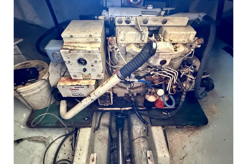Slide: The Image of Engine room of a 1983 Kadey-Krogen Krogen 42 Trawler with Onan generator. - 41