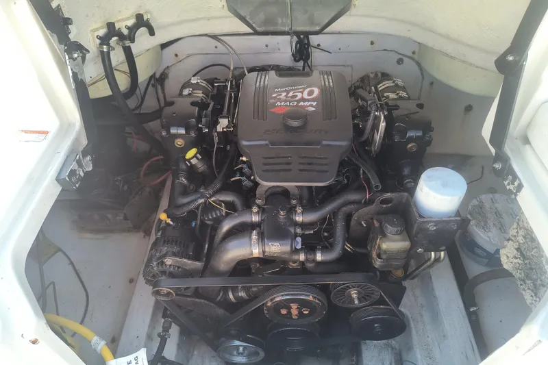 Slide: The Image of Engine compartment of a 2005 Tahoe 254 with MerCruiser 350 MAG MPI engine. - 11