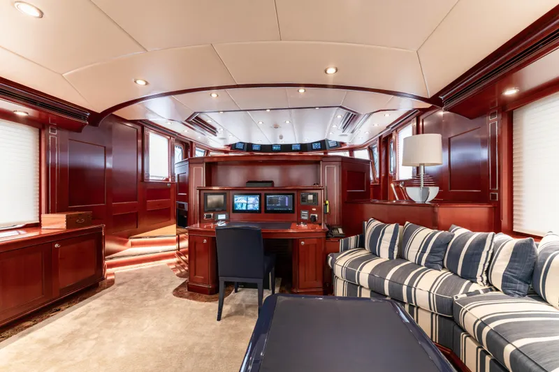 Slide: The Image of Luxurious interior of 2008 Kuipers Woudsend Doggersbank Offshore yacht with elegant wood paneling. - 35