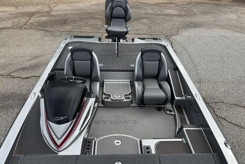 Slide: The Image of 2023 Caymas CX 19 boat interior with sleek seating and modern design. - 11