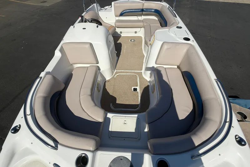 Slide: The Image of 2013 Hurricane 188 boat interior with spacious seating and beige upholstery. - 28