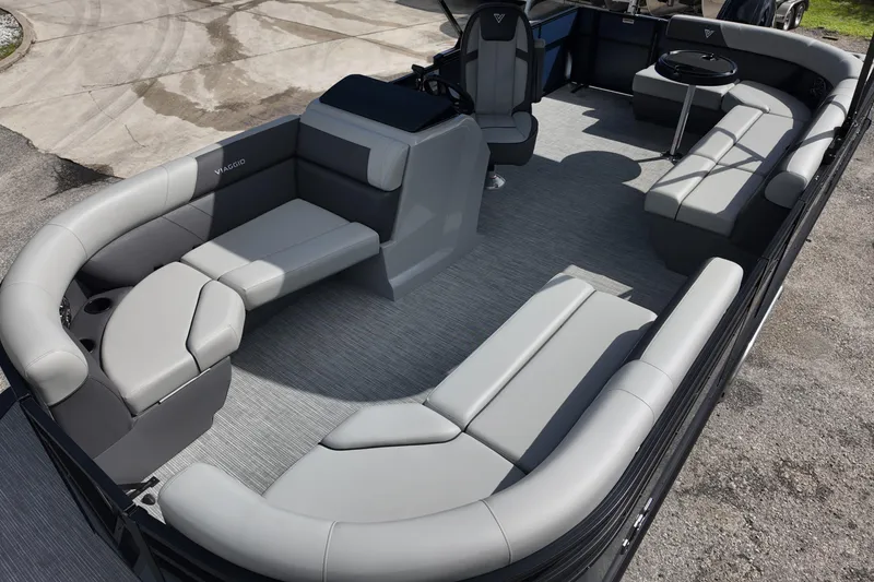 Slide: The Image of 2026 Viaggio Lago V 20 C pontoon boat with spacious seating and modern design. - 11