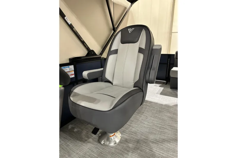 Slide: The Image of Luxurious seating in the 2026 Viaggio Lago V 20 C boat, featuring sleek design and comfort. - 22