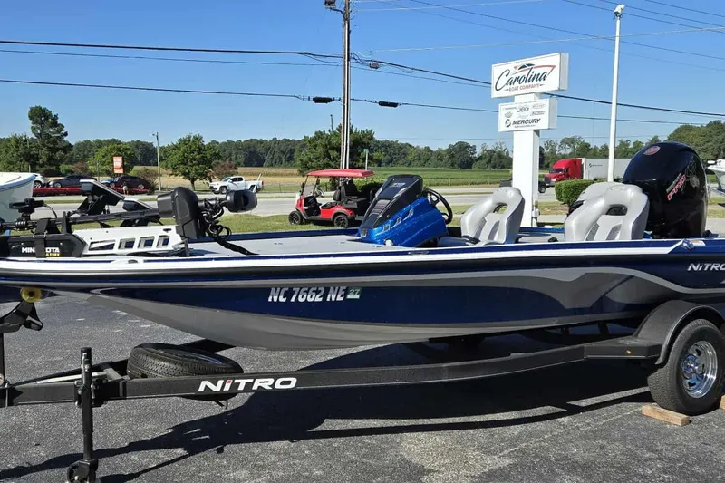 The Image of 2024 Nitro Z18 boat on trailer at Carolina Boat Company dealership. - 0