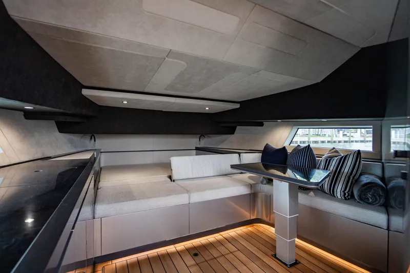 Slide: The Image of Luxurious interior of 2023 Maori 54 yacht with modern seating and elegant design. - 42