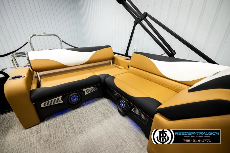 Slide: The Image of Luxurious seating in 2026 Avalon LSZ VRB boat with modern design and premium materials. - 23